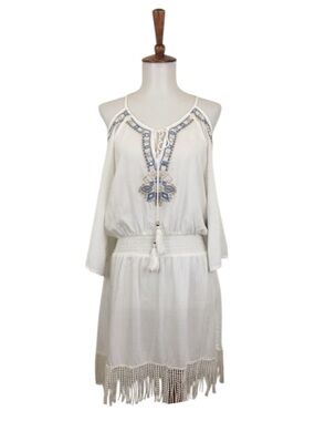 Romeo & Juliet Couture Beach Dress Women’s S Casual Fringe Embroidered Vacation